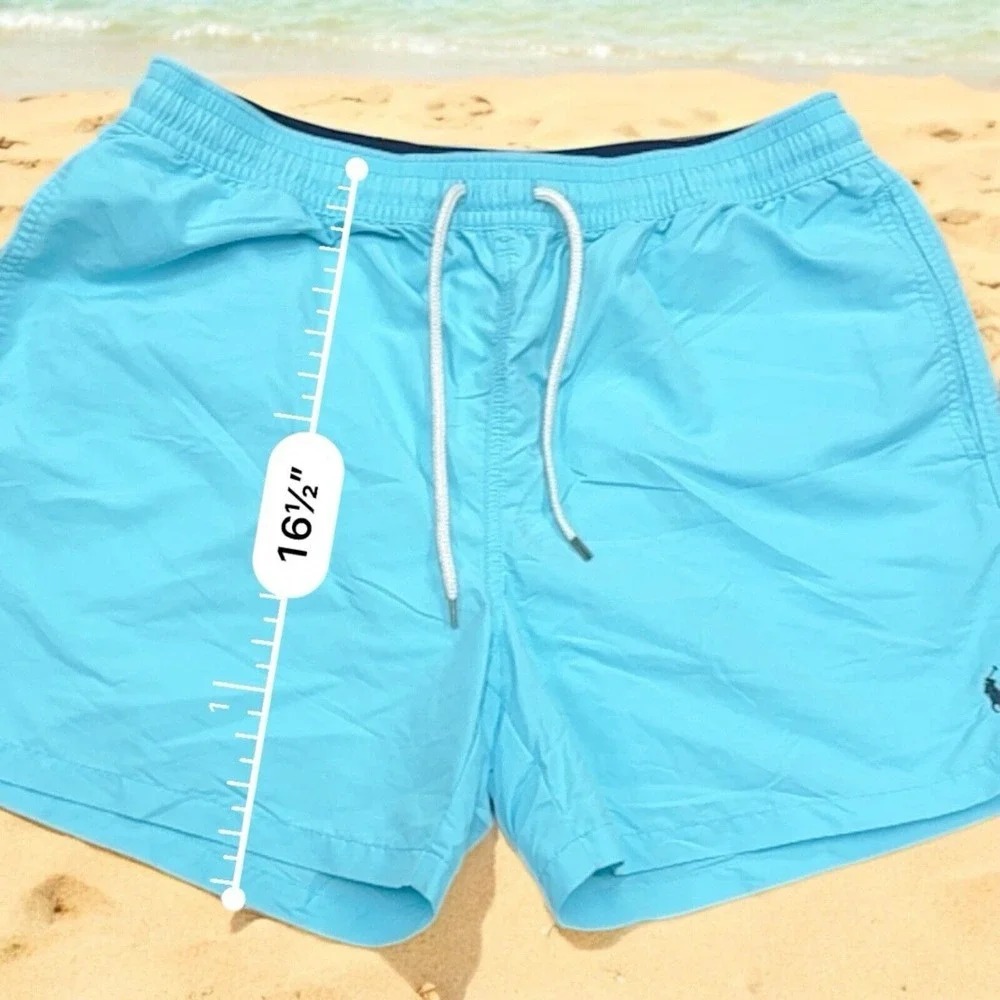 🔥Polo‎ Ralph 🔥Lauren Xl-T Aqua Blue Mens Drawstring Swimtrunks Short Big Tall